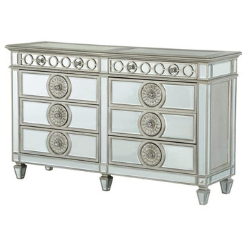 Unique Dresser, Mirrored Design With Geometric Patterns and Crystal Like Knobs