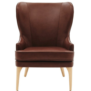 Bjorn Top Grain Leather Accent Chair, Garrett Brown