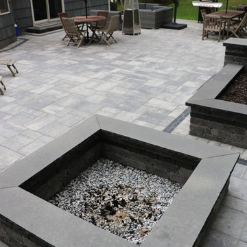Large Scale Patio and Fire Pit:  Unilock Beacon Hill Flagstone Pavers