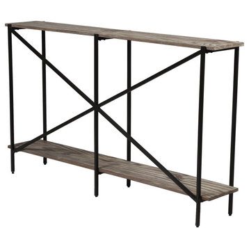 Hubbard 54"Solid Pine Metal Console Table With Metal Frame
