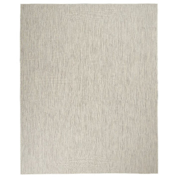 Nourison Courtyard 10' x 14' Ivory Silver Fabric Modern Area Rug (10' x 14')