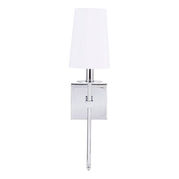 Torcia Wall Sconce with Fabric Shade, Polished Chrome