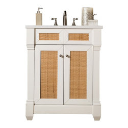 30 inch Single Sink Bathroom Vanity White Finish with Snow White Solid Top - Bathroom Vanities And Sink Consoles