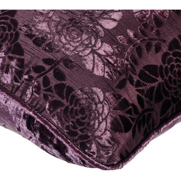 Purple Throw Pillow Covers 16"x16" Velvet, Plum Rose Bush