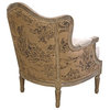 Juelle French Country Barrel Back Linen Salon Chair