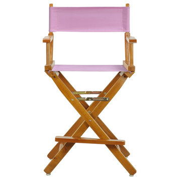 24" Director's Chair Honey Oak Frame, Pink Canvas