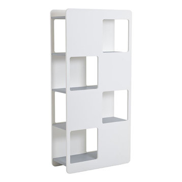 Oblo Modern Bookcase, White and Light Grey