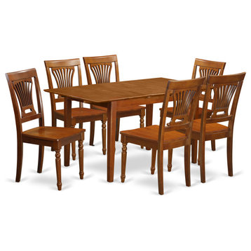7 Pc Kitchen Table And Chair Set - Table With Leaf And 6 Dining Chairs