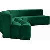Curl Velvet Upholstered 2-Piece Sectional, Green