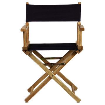 18" Director's Chair With Natural Frame, Navy Blue Canvas