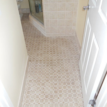 Ceramic Tile Shower and Floor in Bathroom