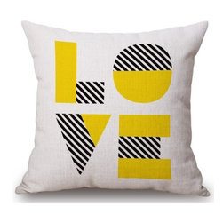K&D - K&D Linen Pillow, Set of 2, Love - Decorative Pillows