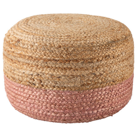 Jaipur Living Oliana Ombre Cylinder Pouf, Light Pink