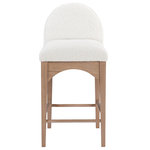 Meridian Furniture - Waldorf Chenille Upholstered Stool, Black, Chenille, Natural Finish, Cream, Boucle Fabric, Natural Finish - The Waldorf Boucle Fabric Counter Stool exudes elegance and comfort. Crafted with solid ash wood, this stool boasts a sturdy and durable construction. The natural finished legs provide a warm and welcoming touch to the overall design. The plush cream boucle fabric on the seat and backrest of the stool offers a soft and cozy seating experience, making it an ideal choice for long dinner conversations with family and friends.