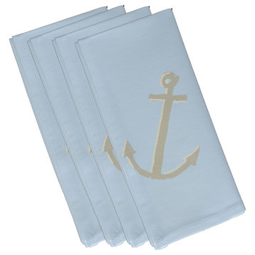 Polyester Decorative Napkin, Anchor, Blue, Set of 4