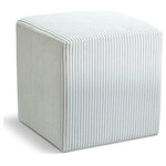 Meridian Furniture - Roy Microsuede Fabric Upholsetered Ottoman/Stool, Cream, Square - Upgrade your living space with the Roy Microsuede Fabric Ottoman/Stool. This versatile piece of furniture not only adds a pop of color to your room but also serves as a comfortable and practical seating option. The soft cream microsuede fabric and corduroy texture provide a cozy and inviting feel that blends seamlessly into any decor style. The square compact design of the Roy Microsuede Fabric Ottoman/Stool makes it perfect for small spaces, while the sturdy construction ensures durability and longevity.