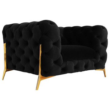 Divani Casa Quincey Transitional Black Velvet Chair
