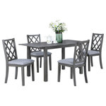 Lilola Home - Carlisle 5-Piece Gray Finish Extendable Wood Dining Set - This beautifully crafted Carlisle 5-Piece Dining Set includes 1 extendable table and 4 matching dining chairs, all designed to provide both style and comfort to your dining room. The Carlisle dining set boasts a sophisticated and modern design with its sleek gray finish. Its clean lines and contemporary aesthetic make it a versatile addition to any home decor. The dining table comes with an innovative extendable feature, allowing you more spacious and comfortable seating. Each dining chair is equipped with an upholstered seat cushion that provides exceptional comfort during meals. The compact design of this 5-piece dining set is ideal for smaller dining areas or apartments. It maximizes your dining space without sacrificing style. Bring the Carlisle set into your dining space today!