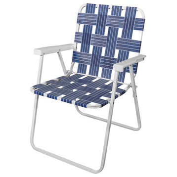 RIO Gear Camp and Go Portable Folding Web Chair For Camping, Beach, White Steel