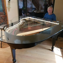 Glass top on piano