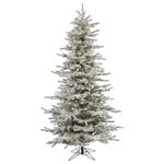 Vickerman - Vickerman A895085 10' Flocked Utica Fir Slim Artificial Christmas Tree Unlit - Vickerman 10' high x 55" wide Flocked Utica Fir Slim Artificial Christmas Tree to your holiday decor. The slim profile makes it perfect for smaller spaces. This tree comes unlit, allowing you to add your own choice of lights. It has 1,743 beautifully flocked PVC tips on metal hinged branches that make set-up a breeze. A metal tree stand is included.