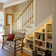 shelves under stairs