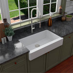 Karran USA - Karran Retrofit Farmhouse Quartz 34" Single Bowl Sink, White - This retrofit apron front design with its shorter 6-1/2" apron blends function and form beautifully, and will look stunning in your kitchen. It is designed with a shorter apron to be able to fit into a standard 36" wide sink base cabinet. This elegant design is available in a choice of 6 rich color options to compliment any decor.
