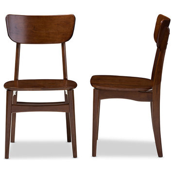 Netherlands, Scandinavian Style Dining Side Chairs, Dark Walnut, Set of 2