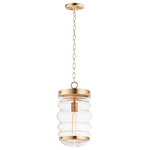 Maxim Lighting International - Newport 1-Light Pendant, Satin Brass - An oversized oscillating, cylinder of Clear Seedy glass adds to a variety of coastal inspired pendants. Three knurled edge set screws support a massive glass with a ribbed bottom. Pair the clear glass shades with tubular filament lamps to complete the look.