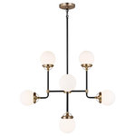 Seagull - Seagull Lighting 3187908-848 Eight Light Small Chandelier - The Café series by Generation Lighting is offered in a variety of designs and finishes including Satin Brass and Brushed Nickel. This product family features a wall sconce, 1-light, 2-light, 3-light, 4-light and 5-light vanity, 8-light small and 12-light large chandelier . With undulating arms that proudly hold up the lights, it almost feels as though you are transported into a whimsical world, steeped in sophistication. The bubble-like glass shades are modern while fusing form and function. Any piece in this collection can act as sculpted artwork, grabbing attention from every angle.