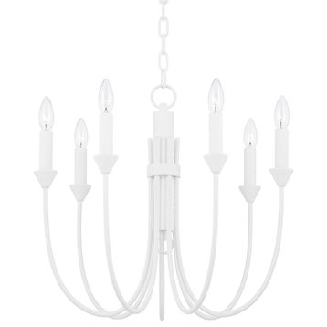 Cate 7 Light Chandelier, Gesso White