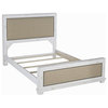 Bowery Hill Upholstered Queen Bed in Distressed White Finish