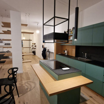 cucina industrial laccata verde