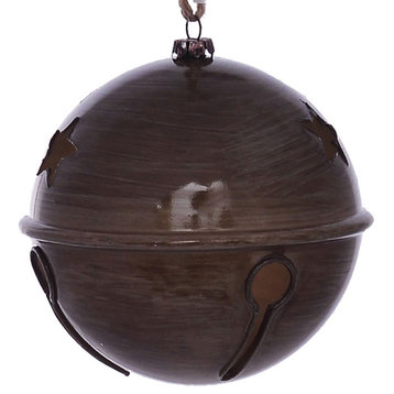 4.75" Pewter Wood Grain Bell Orn 4/Bag
