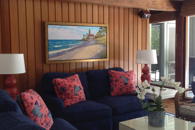Inspiration for a large coastal living room remodel in Other