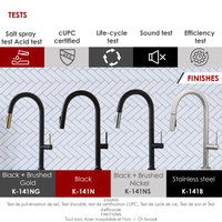 STYLISH Single Handle Pull Down Kitchen Faucet Dual Mode in Black-Brushed Gold