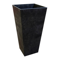 14 in. x 27.5 in. Slate Rubber Self Watering Planter - Outdoor Pots And Planters