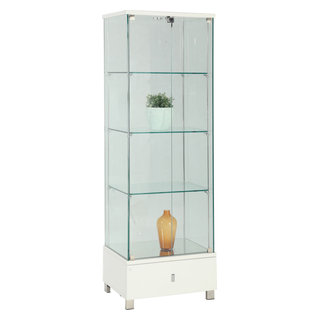 Silver Triangular Curio w/ Mirrored Interior by Chintaly Imports