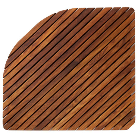 Nordic Style Corner Teak Shower and Spa Mat with Rounded Edge 30″x 30″