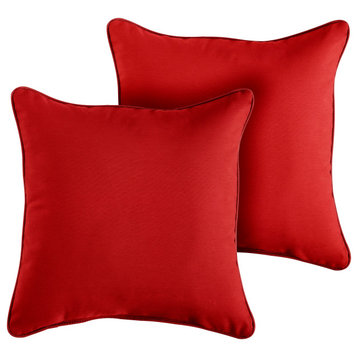Sunbrella Canvas Jockey Red Outdoor Corded Pillow Set, 16x16