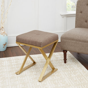 Tatum Gold X-Base Vanity Bench, Square