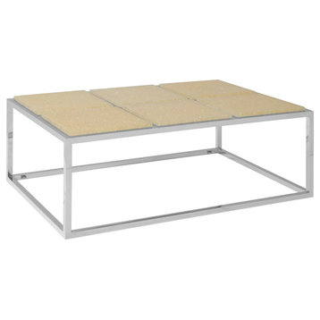 Crushed Acrylic Coffee Table, 6 Squares, Stainless Steel Frame