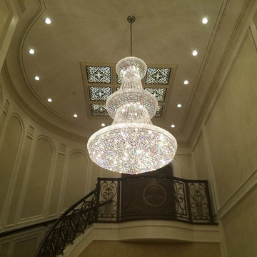 French Empire 32-Light Clear Crystal Chandelier, Chrome Finish