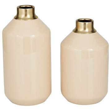 Modern Cream Metal Vase Set 560414