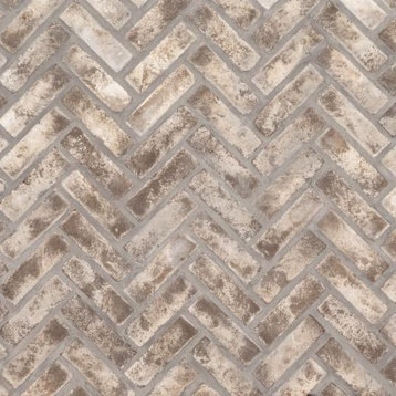 Doverton Gray Clay Brick Herringbone Mosaic Tile, (4x4 or 6x6) Sample