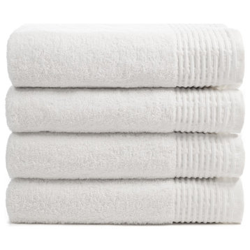 Central Park Studios Julian Solid with Border Set of 4 Bath Towels in White
