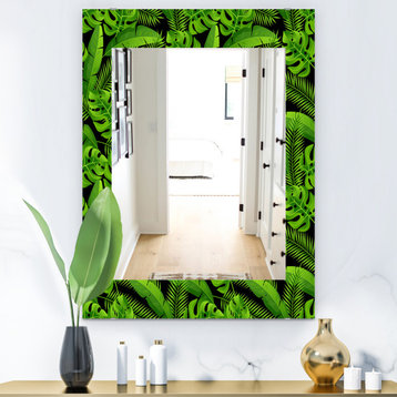 Designart Tropical Mood Foliage 13 Bohemian And Eclectic Frameless Wall Mirror,