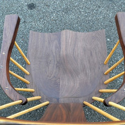 Walnut Curved Backed Spindle Armchair - Dining Chairs