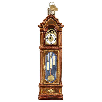 Old World Christmas Glass Blown Ornament Grandfather Clock, 5.5"