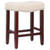 24" Upholstered Saddle Seat Counter Stool (Set of 2) in Beige